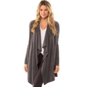 Barefoot Dreams Bamboo Chic Women Black L/XL Open Long Sleeve Cardigan Sweater